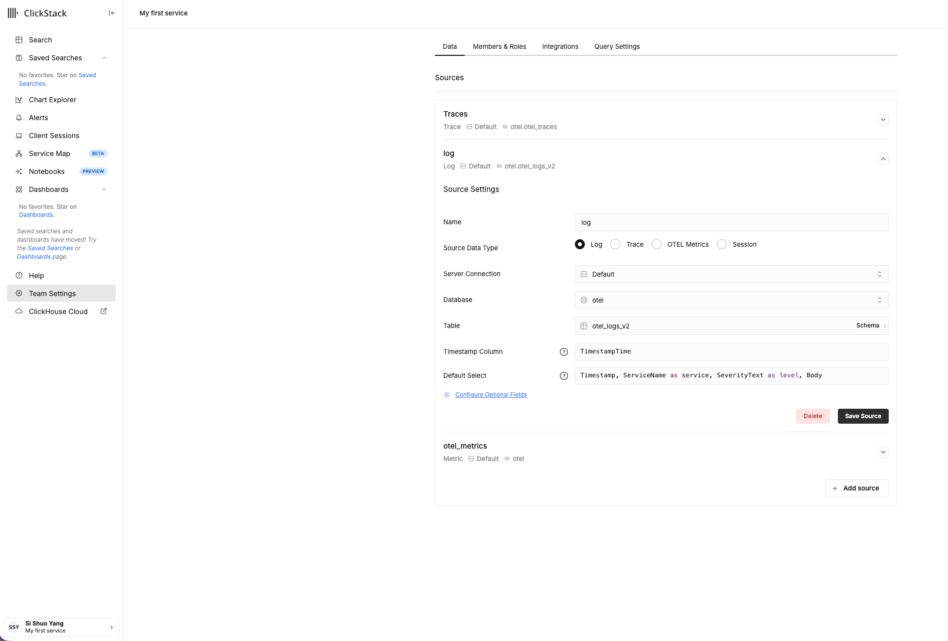 Configuración de logs con otel_logs_v2 y TimestampTime